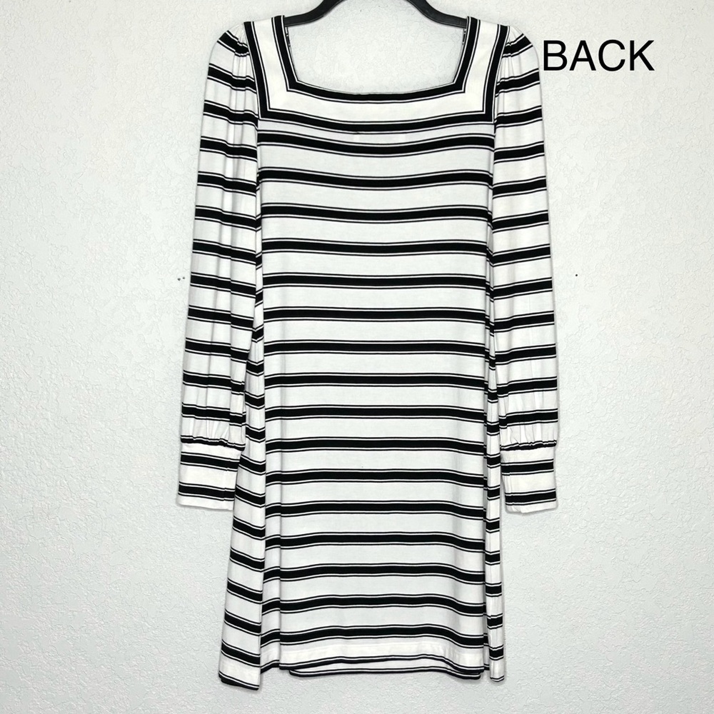 Loft Black/White Striped XS Long Sleeve Dress - Picture 3 of 13